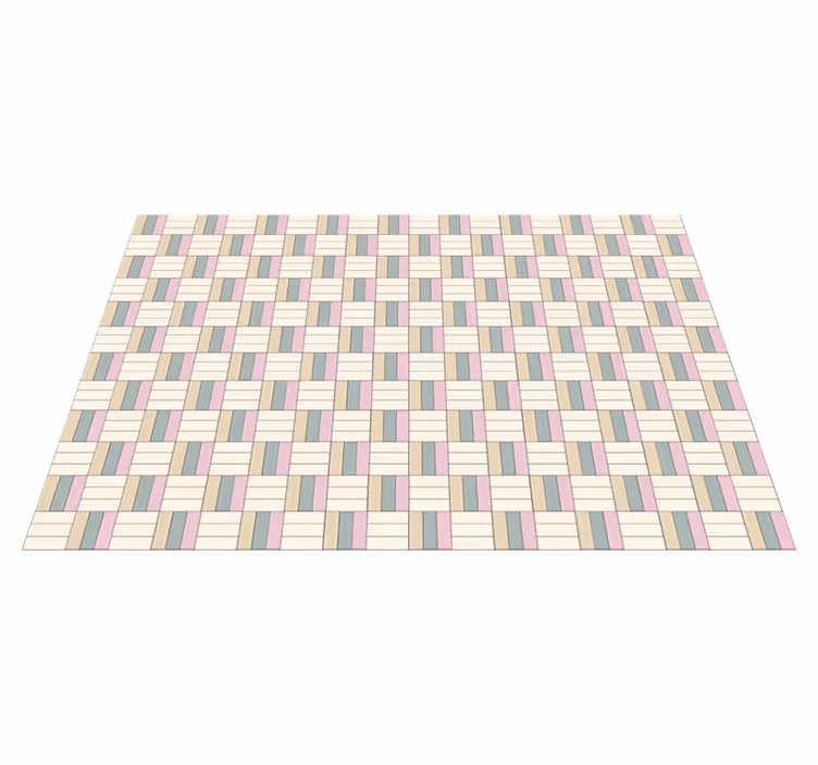 Woven colour blocks geometric vinyl rug - TenStickers