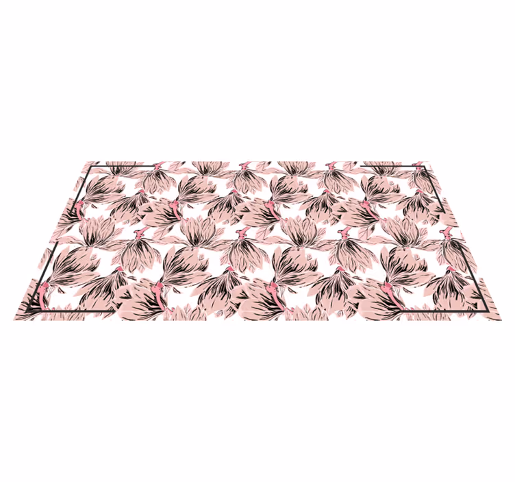 Blush Blossom Motif flower vinyl rug - TenStickers
