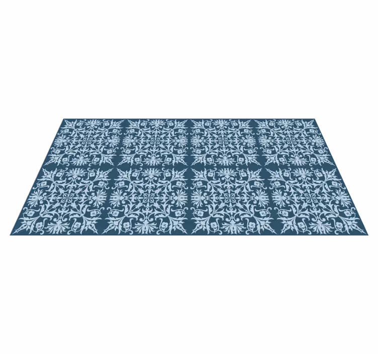Floral Pattern Blueprint flower vinyl rug - TenStickers