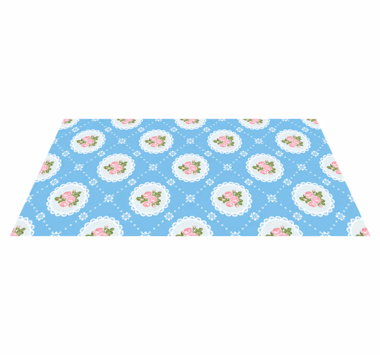 Floral Lace Pattern blue vinyl rug - TenStickers