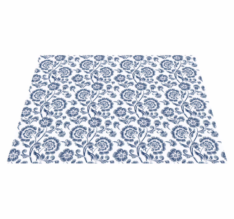 Blue Grandmillenial pattern floral rug - TenStickers