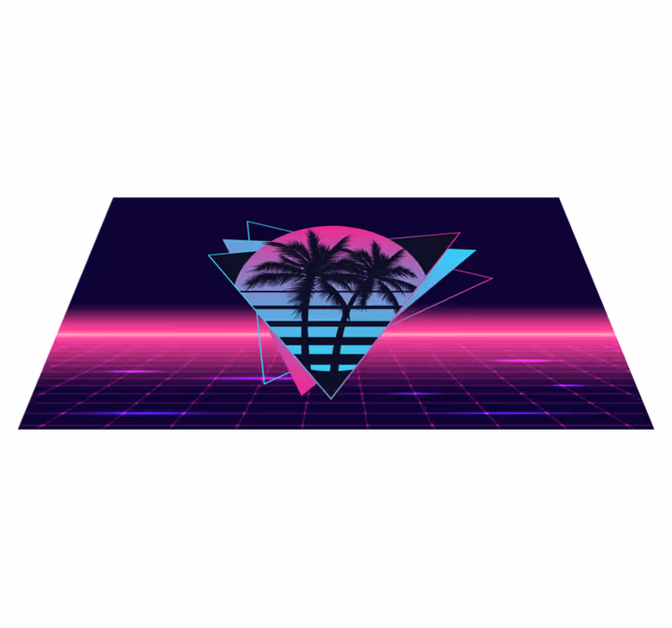 Vaporwave style palm tree vintage rug - TenStickers