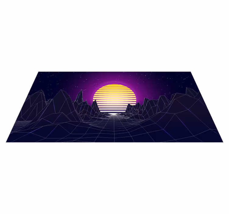 Retro Futuristic Landscape modern vinyl rug - TenStickers
