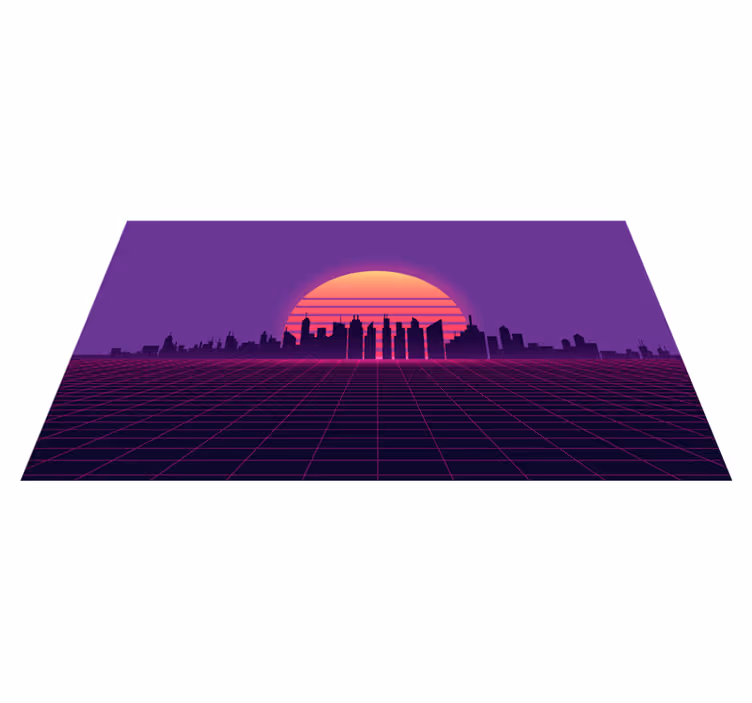 Retro Sunset Grid modern vinyl rug - TenStickers