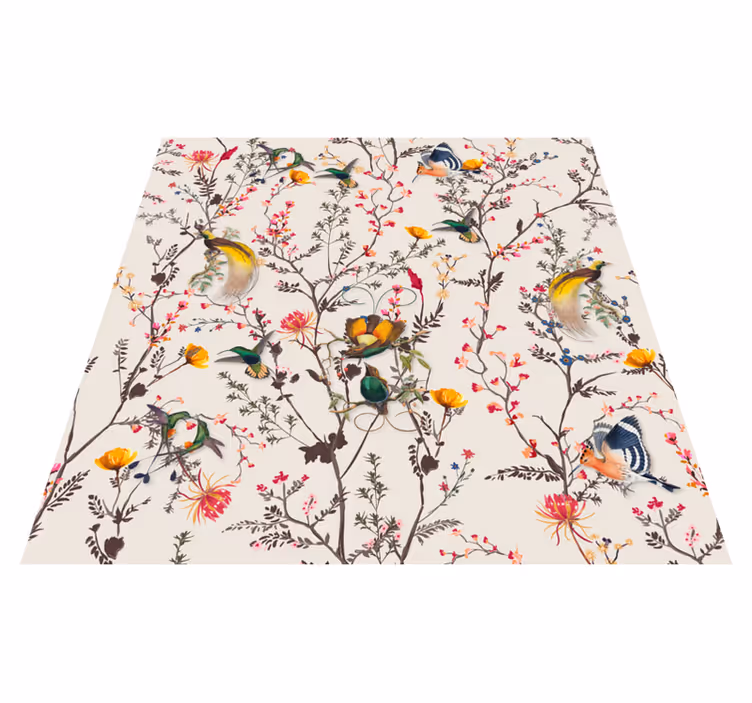 Naturalistic floral design vintage vinyl rug - TenStickers