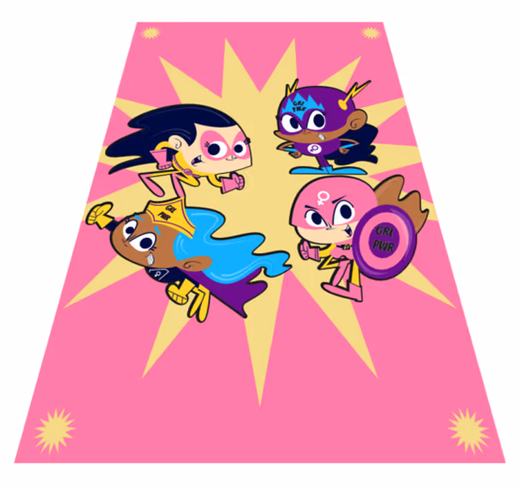 Colorful Superhero Characters playroom vinyl rug - TenStickers