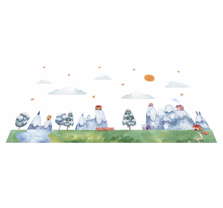 Enchanted Landscape Scene playroom vinyl rug - TenStickers