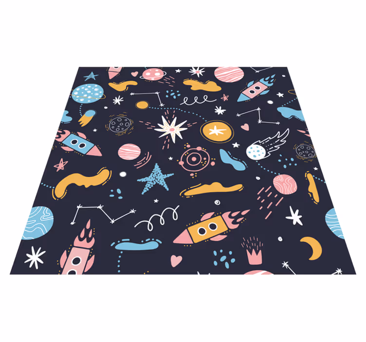 Cosmic Space Adventure playroom vinyl rug - TenStickers