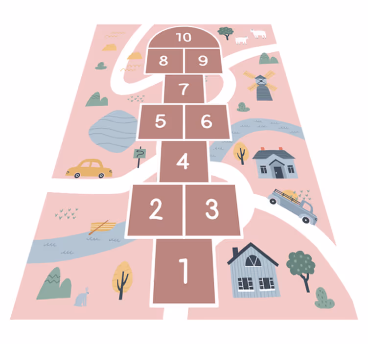 Children's Playful Hopscotch game vinyl rug - TenStickers