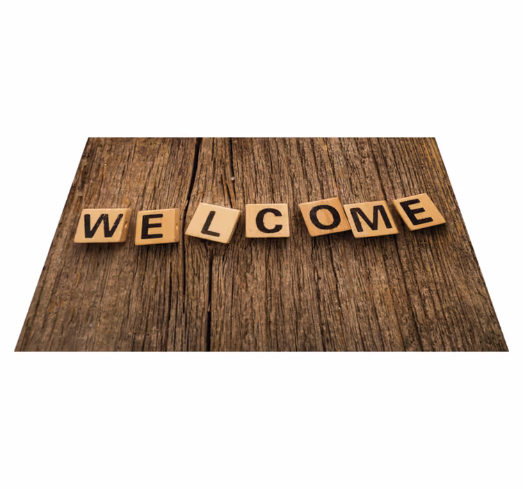 Wooden Alphabet Welcome custom vinyl mat - TenStickers
