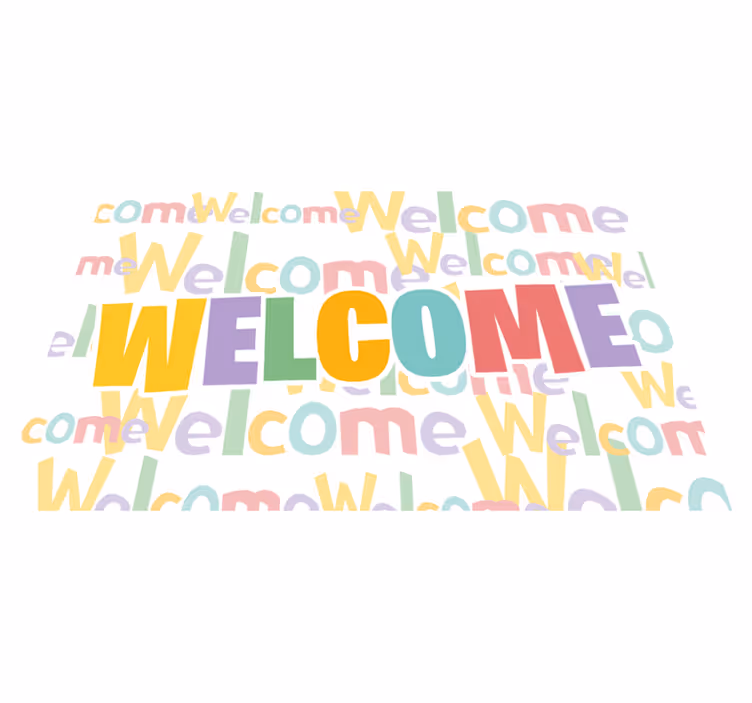 Colorful Welcome Typography custom vinyl mat - TenStickers