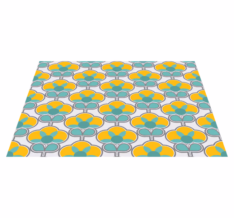 Floral pattern geometric vinyl rug - TenStickers