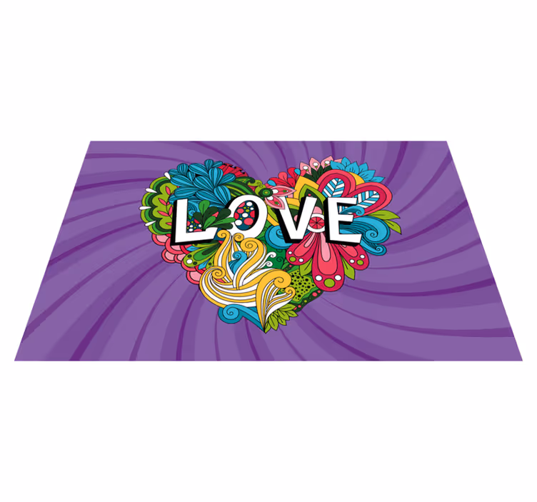 Colorful Love Illustration custom vinyl mat - TenStickers