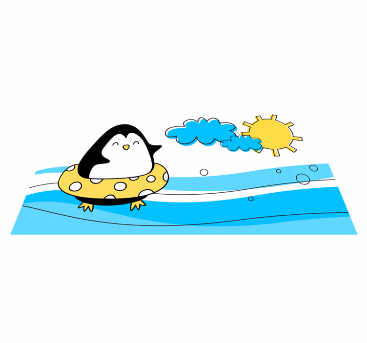 Playful Penguin Illustration playroom vinyl rug - TenStickers