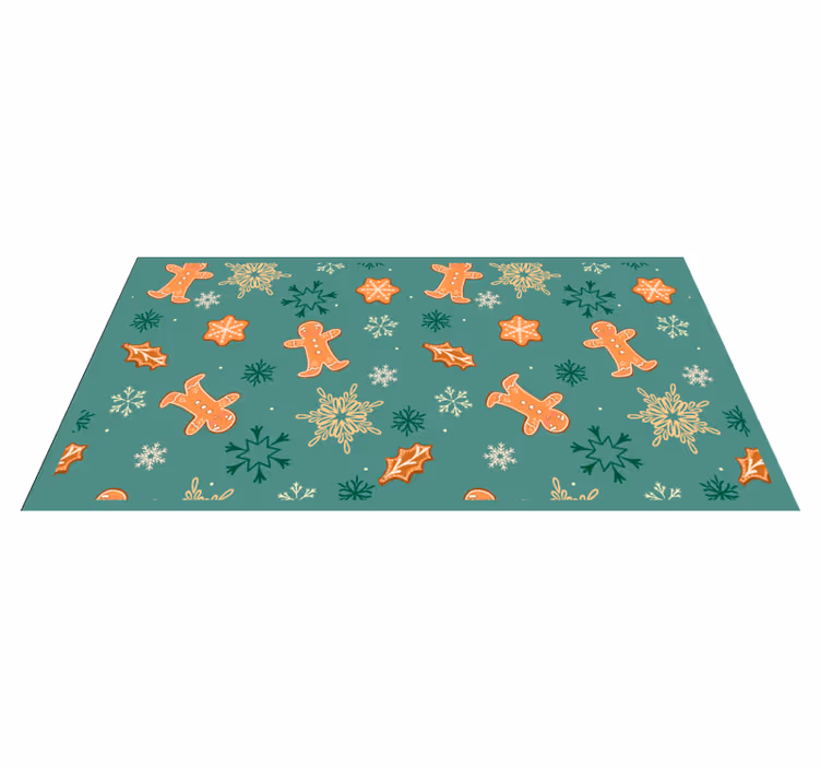 Festive Gingerbread Pattern Christmas vinyl rug - TenStickers