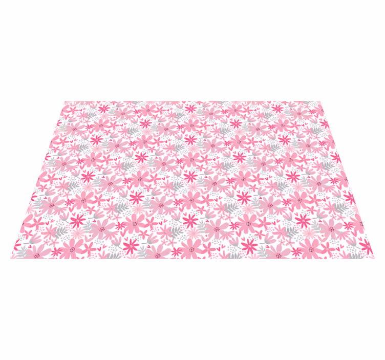 Flowerprint 'Yambo' Pink floral rug - TenStickers