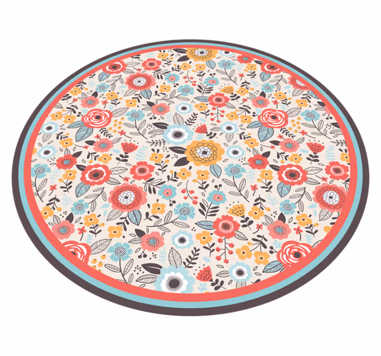 Circular design floral vinyl rug - TenStickers