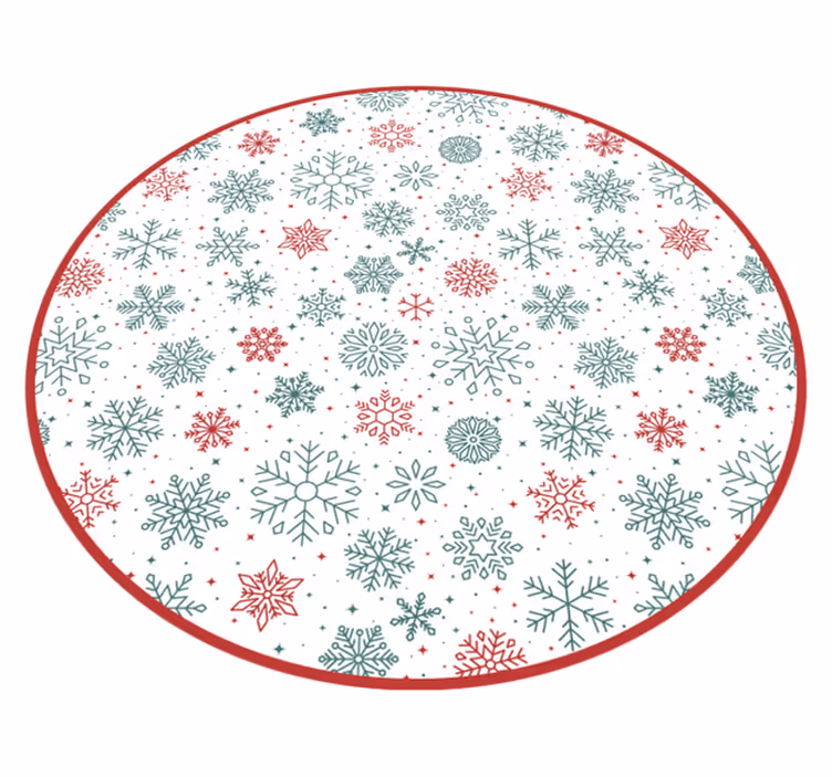 Red and green snowflakes Christmas vinyl rug - TenStickers