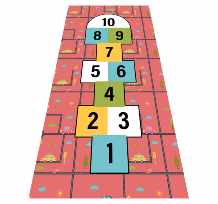 Hopscotch Playtime game vinyl rug - TenStickers