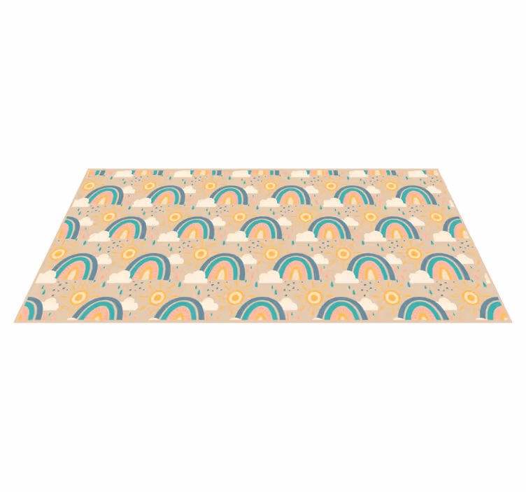 Cheerful Rainbow Pattern playroom vinyl rug - TenStickers