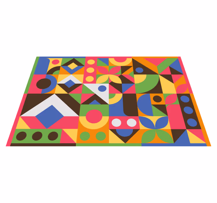 Colorful shapes geometric vinyl rug - TenStickers