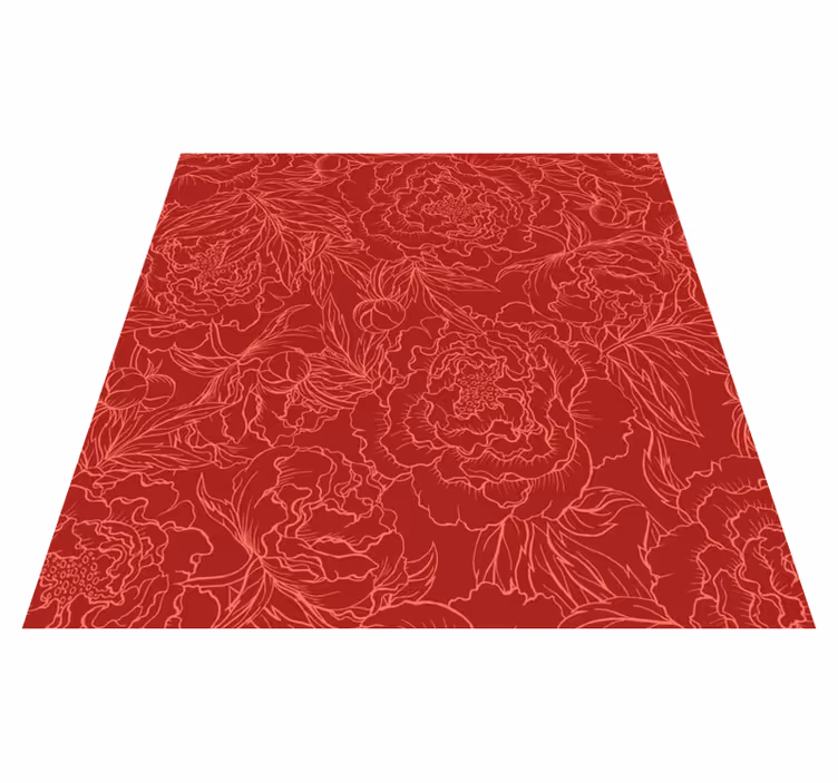 Floral Red Pattern flower vinyl rug - TenStickers