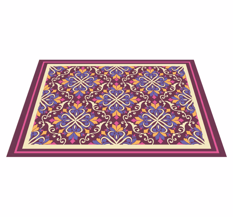 Ornate tile pattern geometric vinyl rug - TenStickers