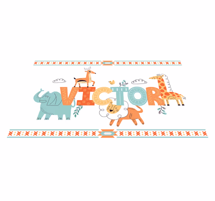 Personalized Safari Theme custom vinyl rug - TenStickers