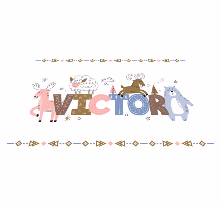 Polar kid animals with name personalised mat - TenStickers