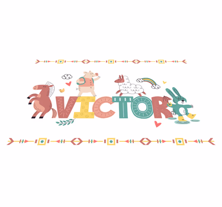 Playful Alphabet Animals personalized vinyl rug - TenStickers