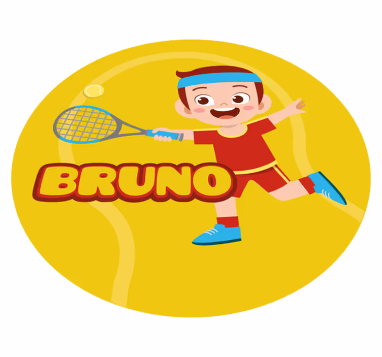 Kid tennis player with name personalised mat - TenStickers