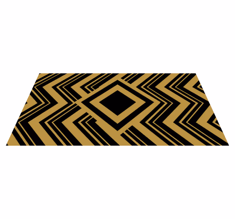 Gold and black geometric pattern tile carpet - TenStickers