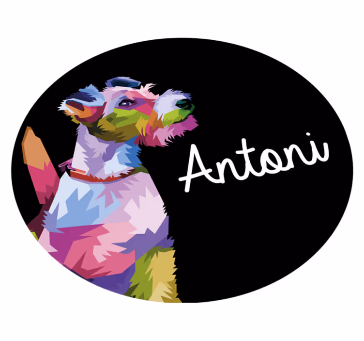 Colorful Canine Portrait custom vinyl rug - TenStickers