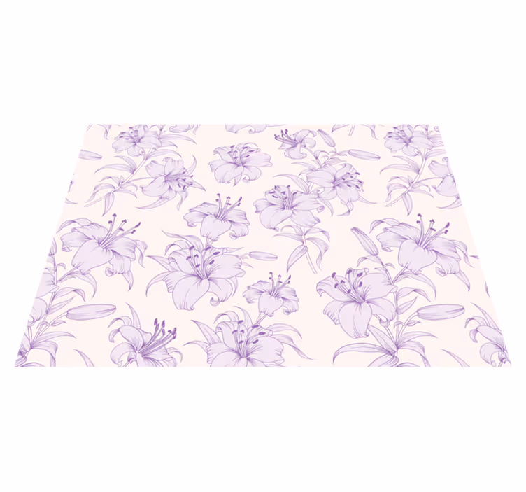 Lilac Floral Pattern flower vinyl rug - TenStickers
