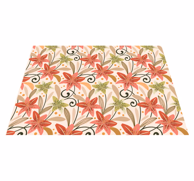 Floral Swirl Pattern flower vinyl rug - TenStickers