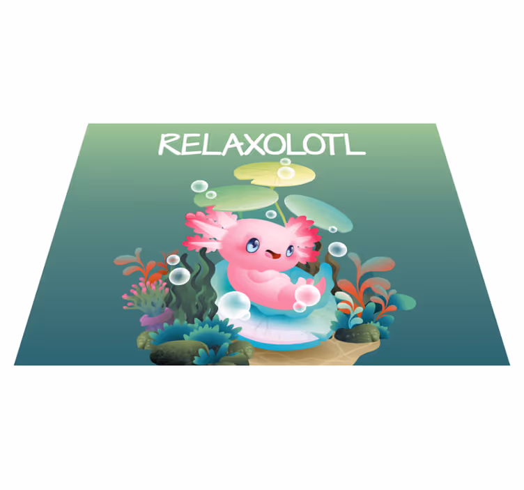 "Relaxolotl" blue pattern kids vinyl rug - TenStickers