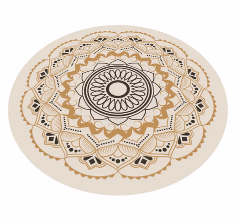 Mandala vinyl rug beige circular design - TenStickers