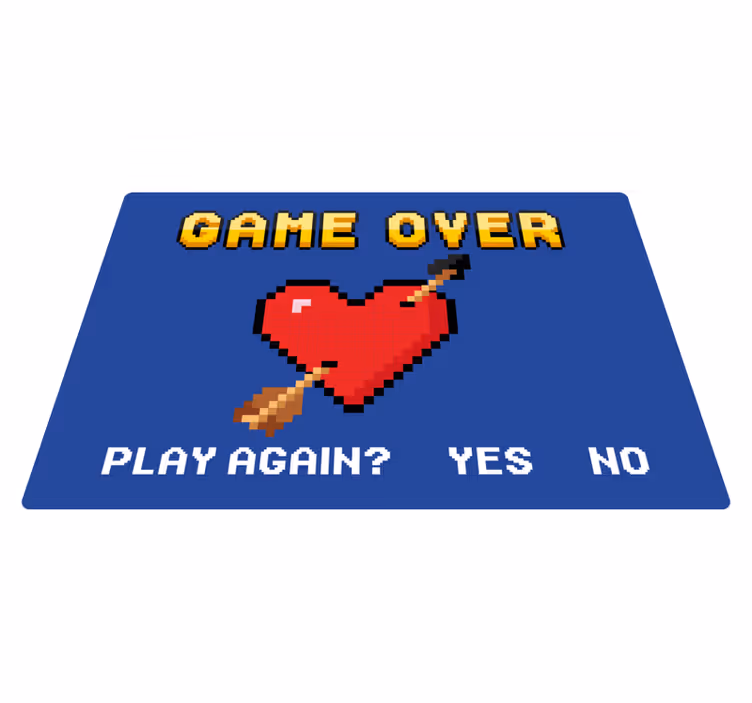 Pixelated Heart Game Over custom vinyl rug - TenStickers