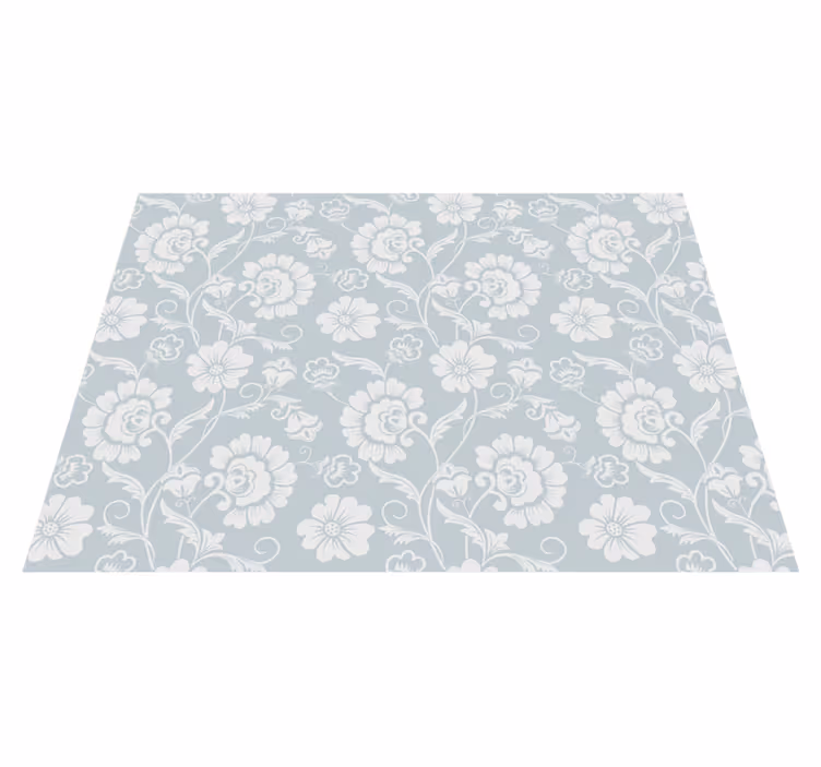 Elegant Floral Pattern gray vinyl rug - TenStickers