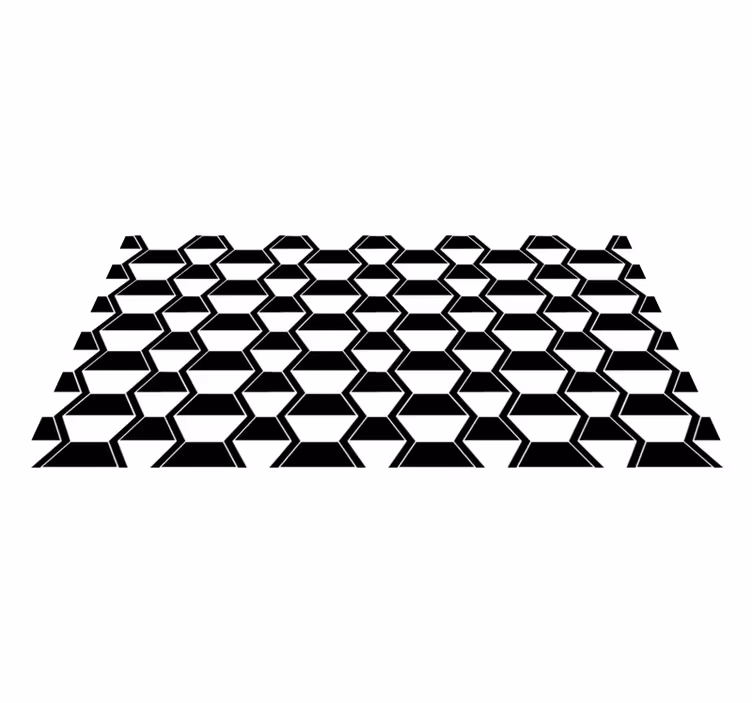 Geometric vinyl rug in black and white pattern - TenStickers
