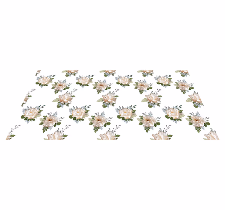 White floral pattern vinyl rug - TenStickers