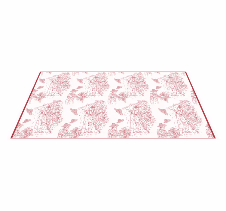 Pastoral Scene Toile Pattern vintage vinyl rug - TenStickers