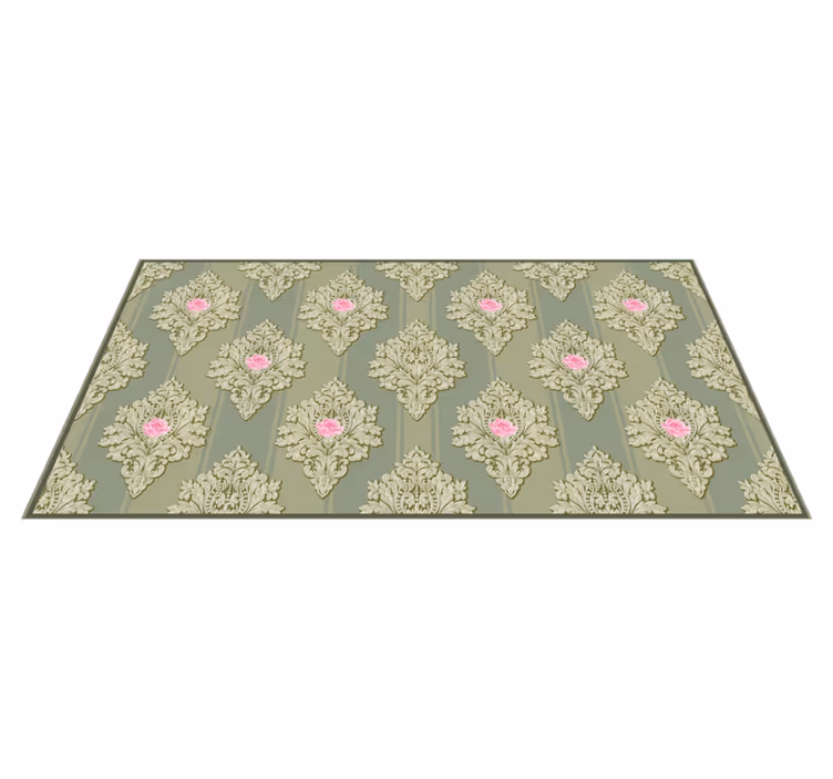 French Green Vintage Pattern vintage rug - TenStickers