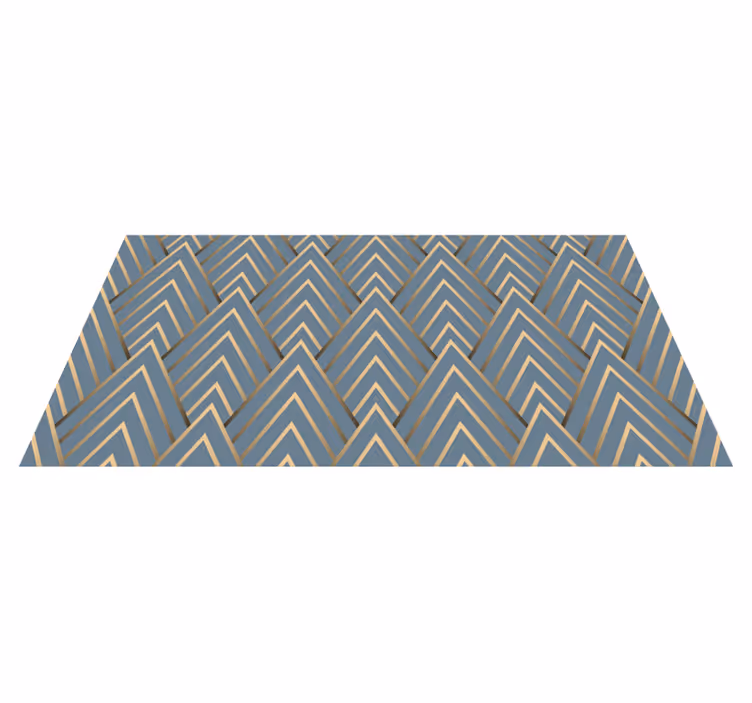 Turquoise and golden art deco pattern rug - TenStickers