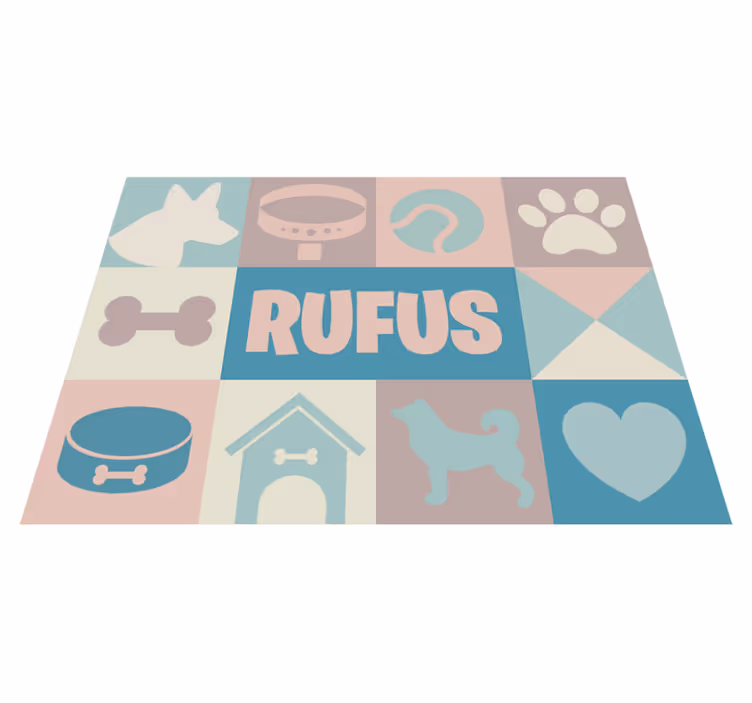 Personalized dog icons vinyl floor rug - TenStickers