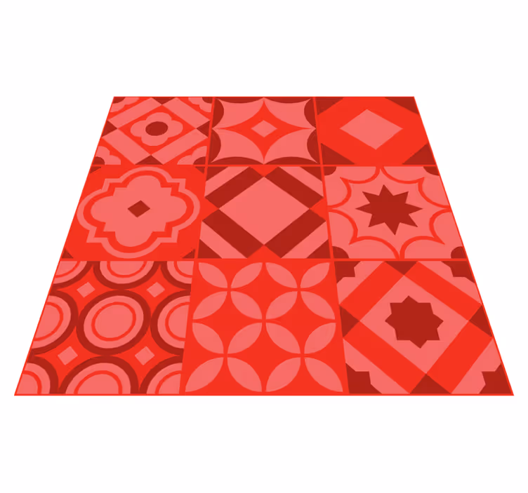 Red tiles  kitchen vinyl mat - TenStickers