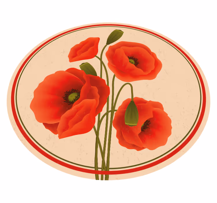 Red poppies floral vinyl rug - TenStickers