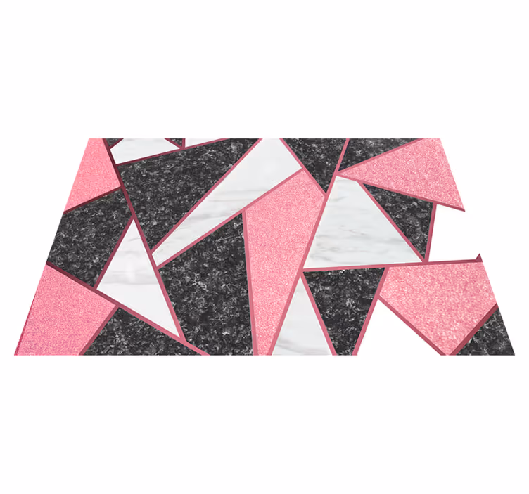 Pink & grey geometric shapes marble vinyl rug - TenStickers