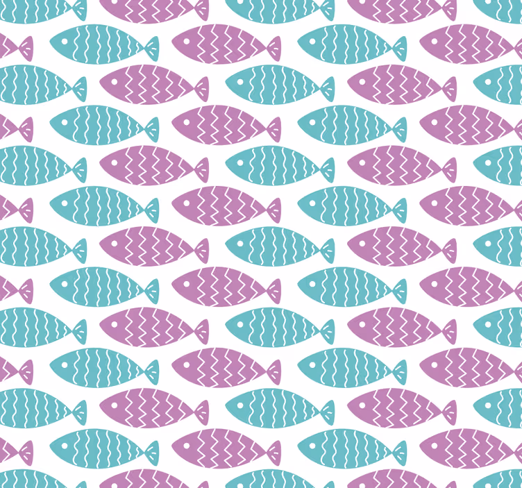 Geometric Fish Motif nursery wallpaper - TenStickers