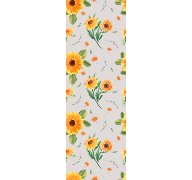 Sunflower grey pattern flower wallpaper - TenStickers